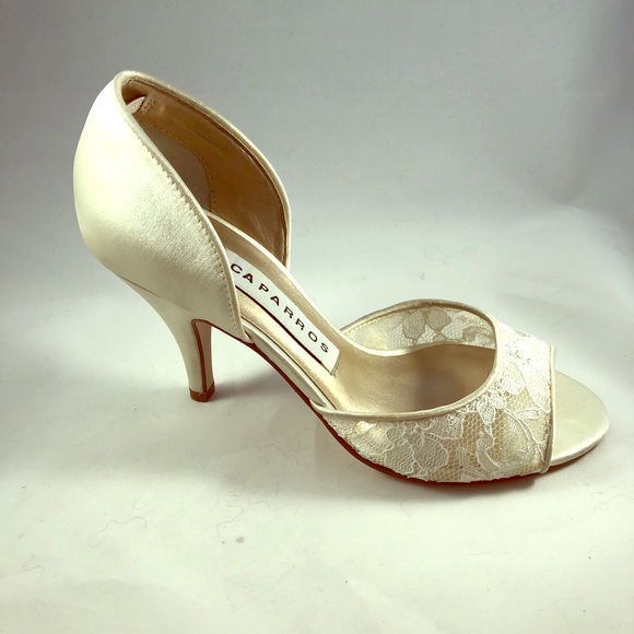 Caparros Shoes - Women’s peep toe Ivory silk, lace heel. Duet 2